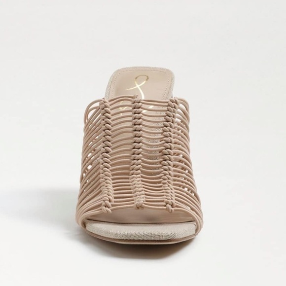 Sam Edelman Laurette block heels mule slip on sandals Sz 8 1/2 Almond Bungee new - Picture 3 of 12